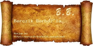 Berczik Borbála névjegykártya